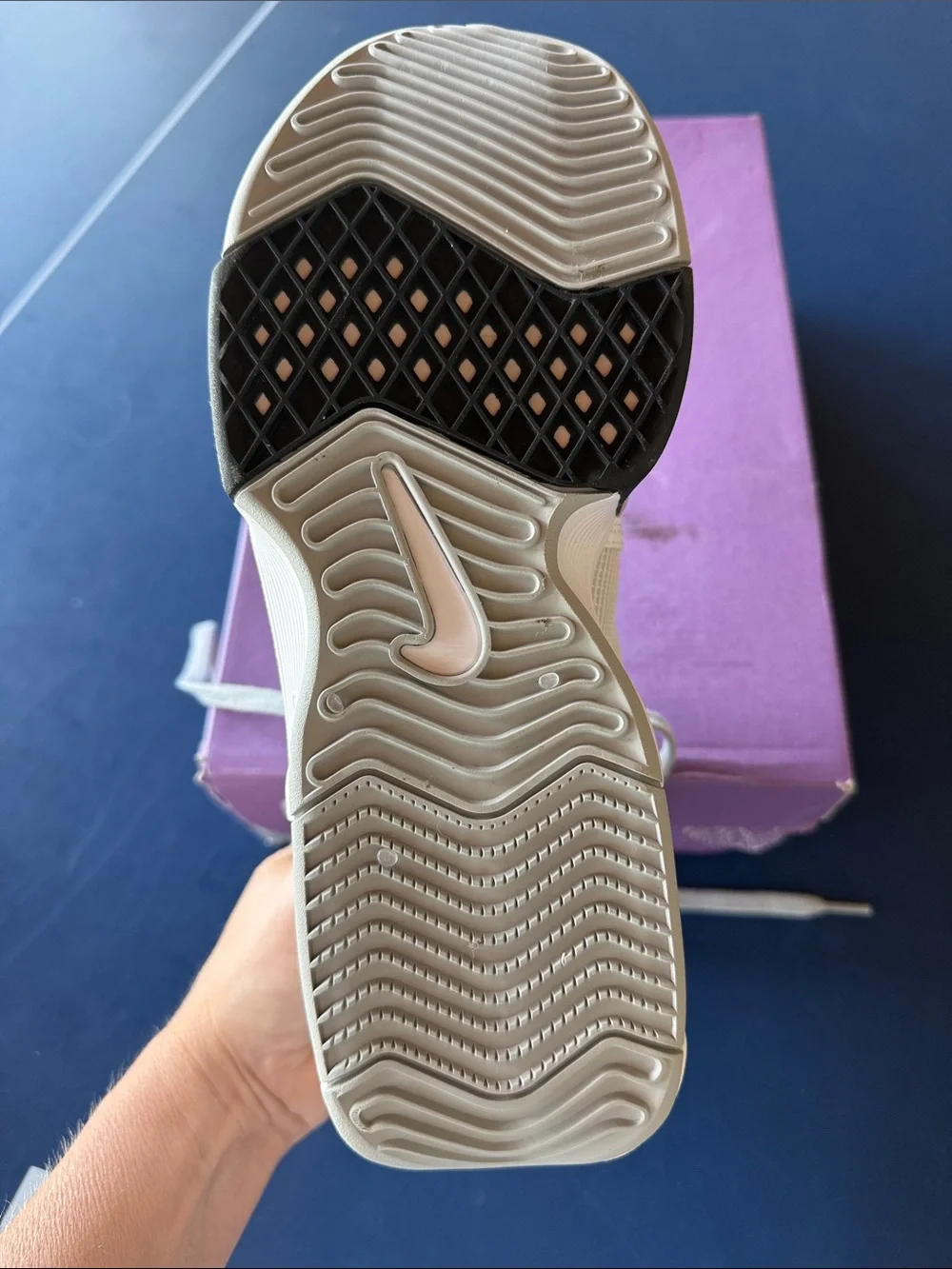Nike Mid-Top Mesh and Quilted Athletic Sneaker - Light Gray volleyball court sho - Picture 3 of 3